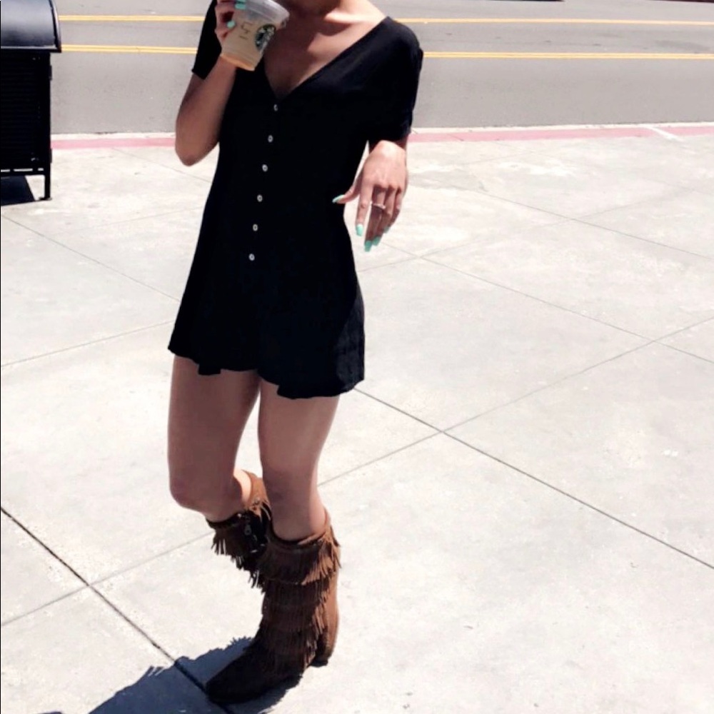 Black button down romper